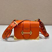 Prada Cahier orange leather shoulder bag 1BD045  - 1