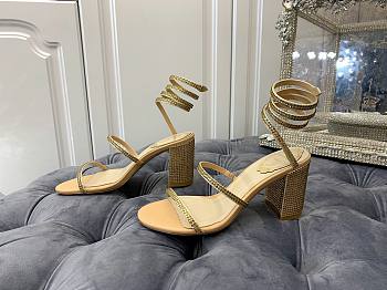 René Caovilla spiked spiral-ankle gold sandals 8cm