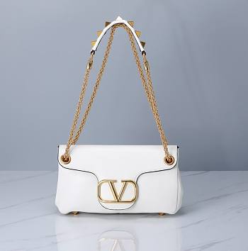 Valentino Garavani Stud Sign white leather bag