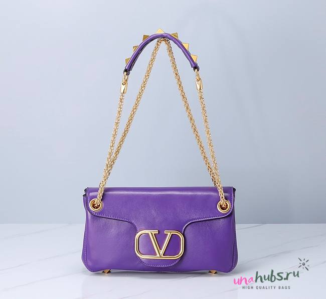 Valentino Garavani Stud Sign purple leather bag - 1