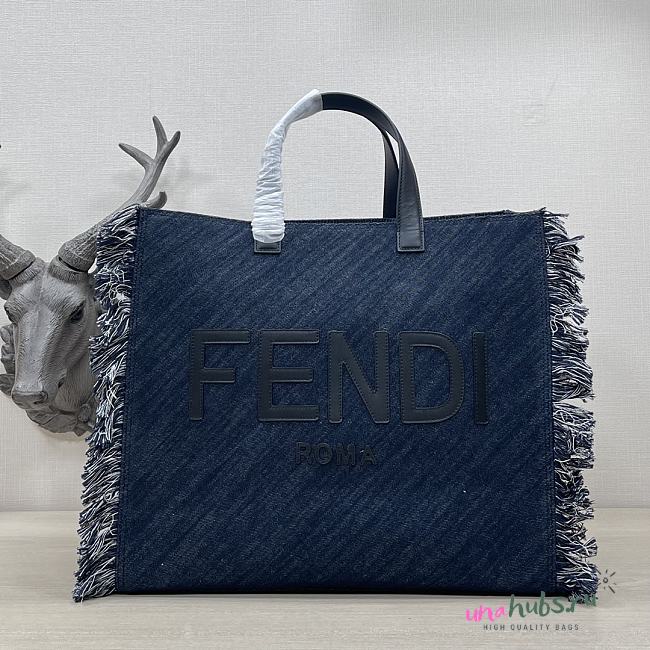 Fendi tote dark denim bag - 1