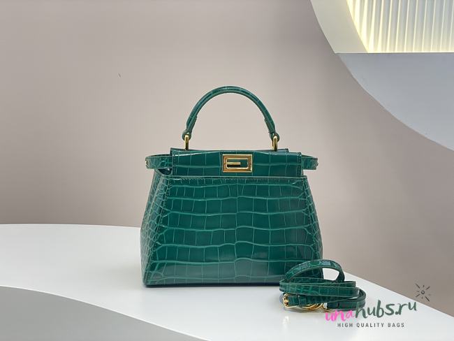 Fendi Peekaboo crocodile leather hand bag - 1