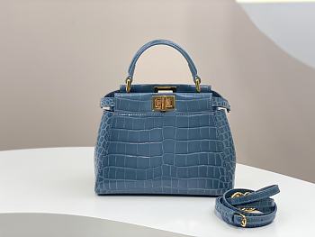 Fendi Peekaboo blue crocodile leather hand bag