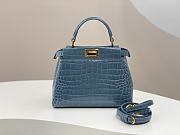 Fendi Peekaboo blue crocodile leather hand bag - 4