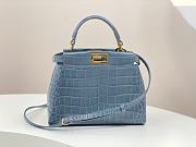 Fendi Peekaboo blue crocodile leather hand bag - 3