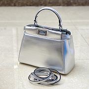 Fendi Peekaboo silver leather hand bag - 4