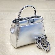 Fendi Peekaboo silver leather hand bag - 2