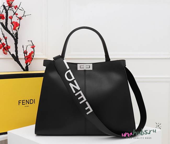 Fendi Silver Black Peekaboo X-lite Tote Bag - 1