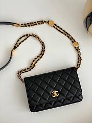 Chanel Woc double chain black leather bag - 3