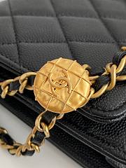 Chanel Woc double chain black leather bag - 5