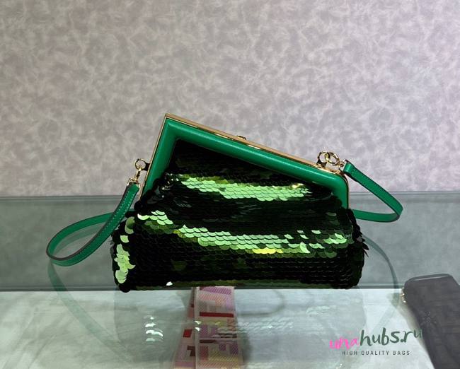 Fendi first green sequinned leather bag - 1