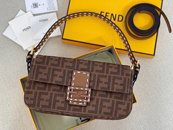 Fendi Baguette 1997 Dark Beige FF wool bag