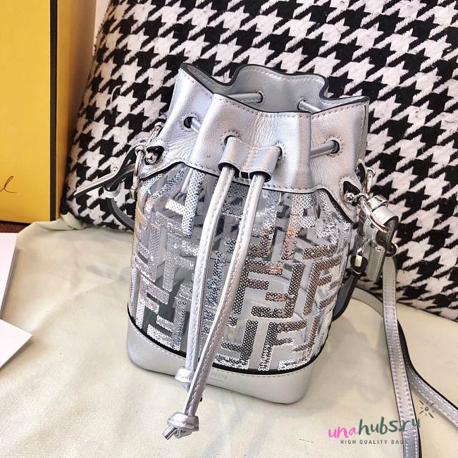 Fendi Silver PVC Transparent Sequin Mini bucket bag - 1