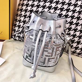 Fendi Silver PVC Transparent Sequin Mini bucket bag