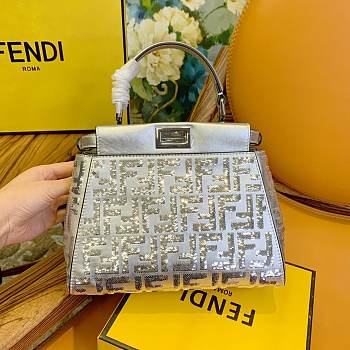 Fendi Silver PVC Transparent Sequin Peekaboo Bag