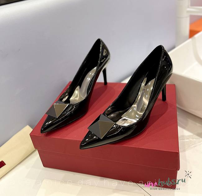 Valentino black patent stud heels 9cm  - 1