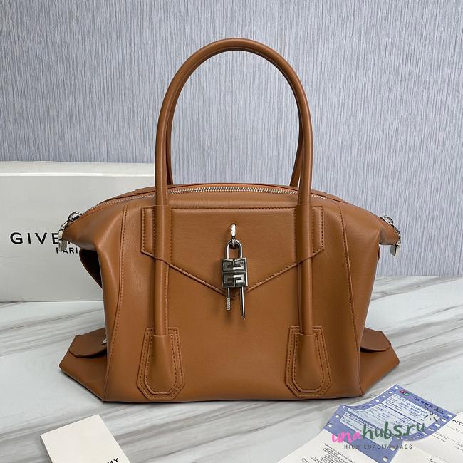 GIVENCHY Medium Antigona Lock Soft Brown Leather Bag - 1