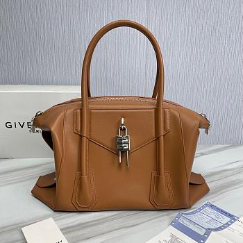 GIVENCHY Medium Antigona Lock Soft Brown Leather Bag
