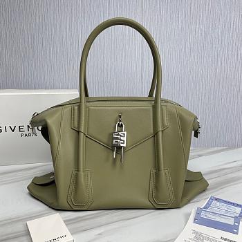 GIVENCHY Medium Antigona Lock Soft Green Leather Bag