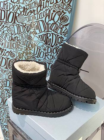 Prada padded nylon sherling black boot