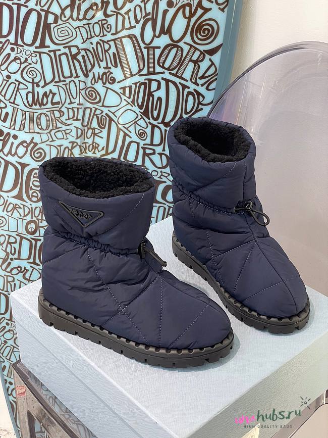 Prada padded nylon sherling blue boot - 1