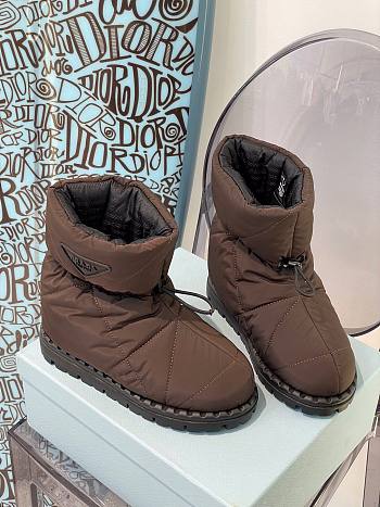 Prada padded nylon brown boot