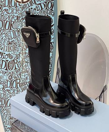Prada high black patent leather boot