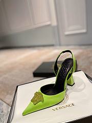 Versace La Medusa sling back green heels  - 6