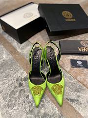 Versace La Medusa sling back green heels  - 5