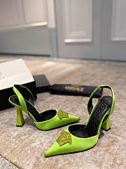 Versace La Medusa sling back green heels  - 4