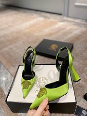 Versace La Medusa sling back green heels  - 3