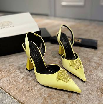 Versace La Medusa sling back yellow heels 