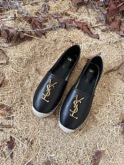 YSL black leather espadrilles flats - 2