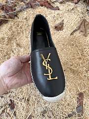 YSL black leather espadrilles flats - 4