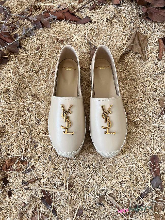 YSL white leather espadrilles flats - 1