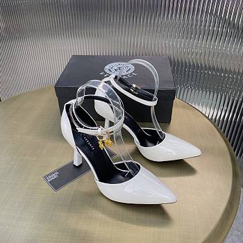 Versace white patent leather heels