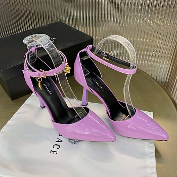 Versace purple patent leather heels