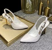 Versace White Leather Safety-Pin Pointed Toe Slingback Heels - 2