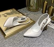 Versace White Leather Safety-Pin Pointed Toe Slingback Heels - 3