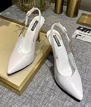 Versace White Leather Safety-Pin Pointed Toe Slingback Heels - 4