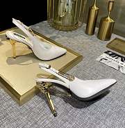 Versace White Leather Safety-Pin Pointed Toe Slingback Heels - 6