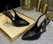 Versace Black Leather Safety-Pin Pointed Toe Slingback Heels  - 1