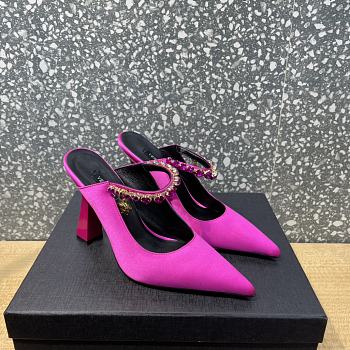 Versace Pink  Crystal-Embellished Mule Heels