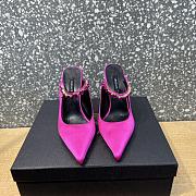 Versace Pink  Crystal-Embellished Mule Heels - 6