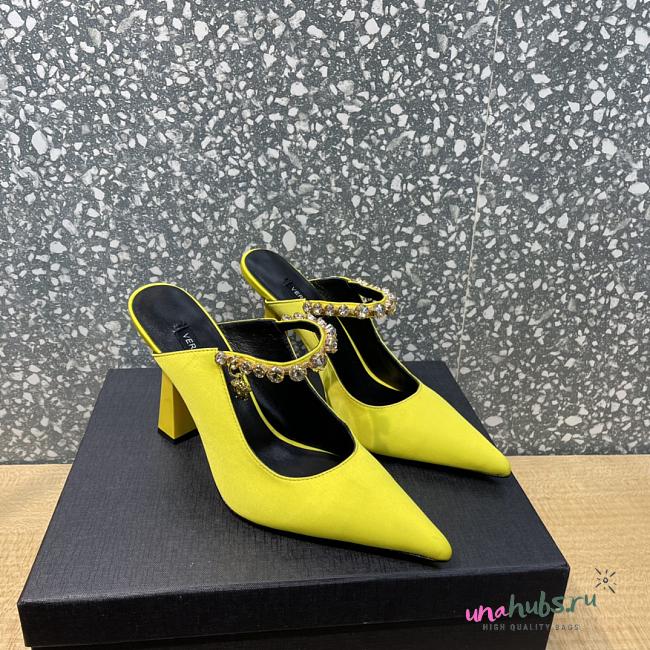 Versace Yellow Crystal-Embellished Mule Heels - 1