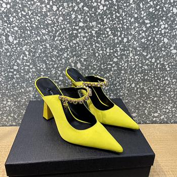 Versace Yellow Crystal-Embellished Mule Heels
