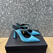Versace Blue Crystal-Embellished Mule Heels - 1
