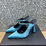 Versace Blue Crystal-Embellished Mule Heels - 5