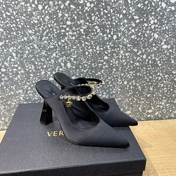Versace Black Crystal-Embellished Mule Heels