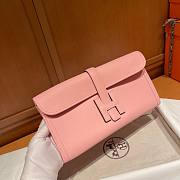 Hermes Rose Sakura Swift Jige Elan Clutch  - 5